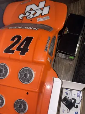 7131 Traxxas Rc Parts Lot Orange Body Shell Batteries Charger Mpn 1 10