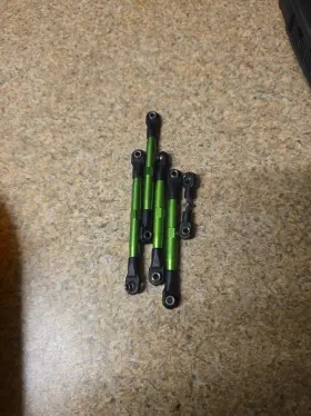 8948g Traxxas Part #8948g Toe Links Front 88mm Green-alum. 2 With Rod Ends And Wrench