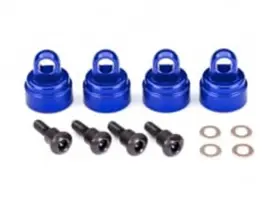 Tra3767a Traxxas Shock Caps Aluminum Blue-anodized 4 Fits All Ultra Shocks