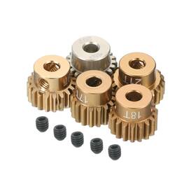 Uxcell 614553461012 5pcs Rc 48dp Motor Pinion Gear 3.175mm Shaft 17t/18t/19t/20t/21t Aluminum