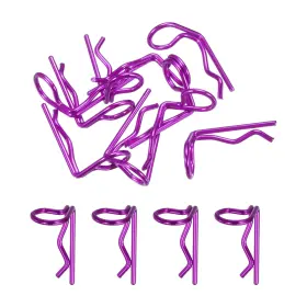 Uxcell 632702272180 10pcs 90-degree Angle Rc Body Clips Bent Springy R Pins 20x1.2x9mm Purple