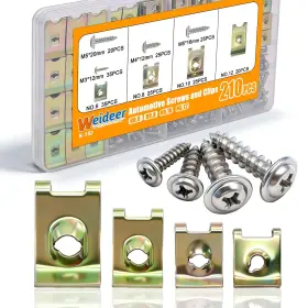 K-152 Weideer 210pcs Car U-clip And Screw Assortment Kit #6#8#10#12 Automotive U Nu