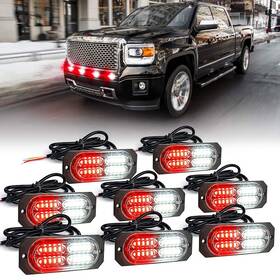 Xprite 52025-g3-wr-8pc White Red 20 Led Surface Flush Mount Grille Strobe Lights Kit Deck Da