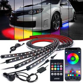 Xprite Ugl-62709-g3-2 Car Underglow Kit 4 Pcs Neon Accent Strip Lights 8 Colo