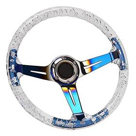 Yehicy Acrylic-01 14 Inch Transparent Acrylic Racing Steering Wheel 6 Bolt Neo Chrome Universal Gol
