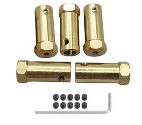 Yoszanlity Zp108 5 5pcs 7mm Bore Brass Couplers Hexagon Motor Shaft Coupling Flexible Connector