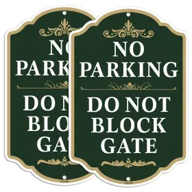 Npdnb1014 Yuzkouge No Parking Do Not Block Gate Sign - 2 Pack 12 Inch X 18 Rust Free Alum