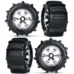 4 Traxxas Front/rear Paddle Tires Chrome Rims With Inserts TRA5672 Maxx New. Price: $92.72.