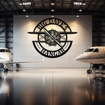 Custom Airplane Hangar Sign, Personalized Pilot Metal Wall Art, Propeller Decor New. Price: $42.89.