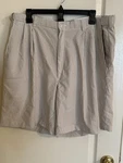 Haggar Shorts Men's Size 38 Beige & White Stripe Adjustable Waist Pleated Front Pre-owned. Price: $9.99.