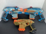 Lot Of 3 Nerf Tiger Lazer Tag Phoenix Ltx Blaster Guns Blue & Gold Set Working! Used. Price: $50.00.