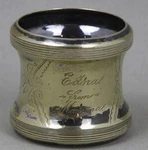 Antique 1883 Gold Vermeil Wash On Silver Napkin Ring Floral Engraved. Price: $79.95.