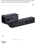 Towever 84121 Hitch Adapter 2" Drop/rise 9" Extender,solid Tube Riser, New. Price: $44.99.