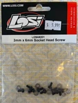 Losi Part #LOSA6201: 3MM X 6MM Socket Head Screws (10) W/washers; Nisp New. Price: $5.79.