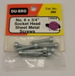Du-bro Socket Head Sheet Metal Shcrew No. 6X3/4" Hex Drive Rc Hardware Dubro 386 New. Price: $5.99.