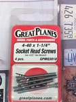 Great Planes GPMQ3018: 4-40X1-1/4" Socket Head Cap Screws 3PC Newinpack Usa Ship. Price: $7.00.