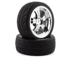 Losi 43038 Mounted Fr 5-SPOKE Wheel/tire 54X26MM Chrome (2) New. Price: $34.99.